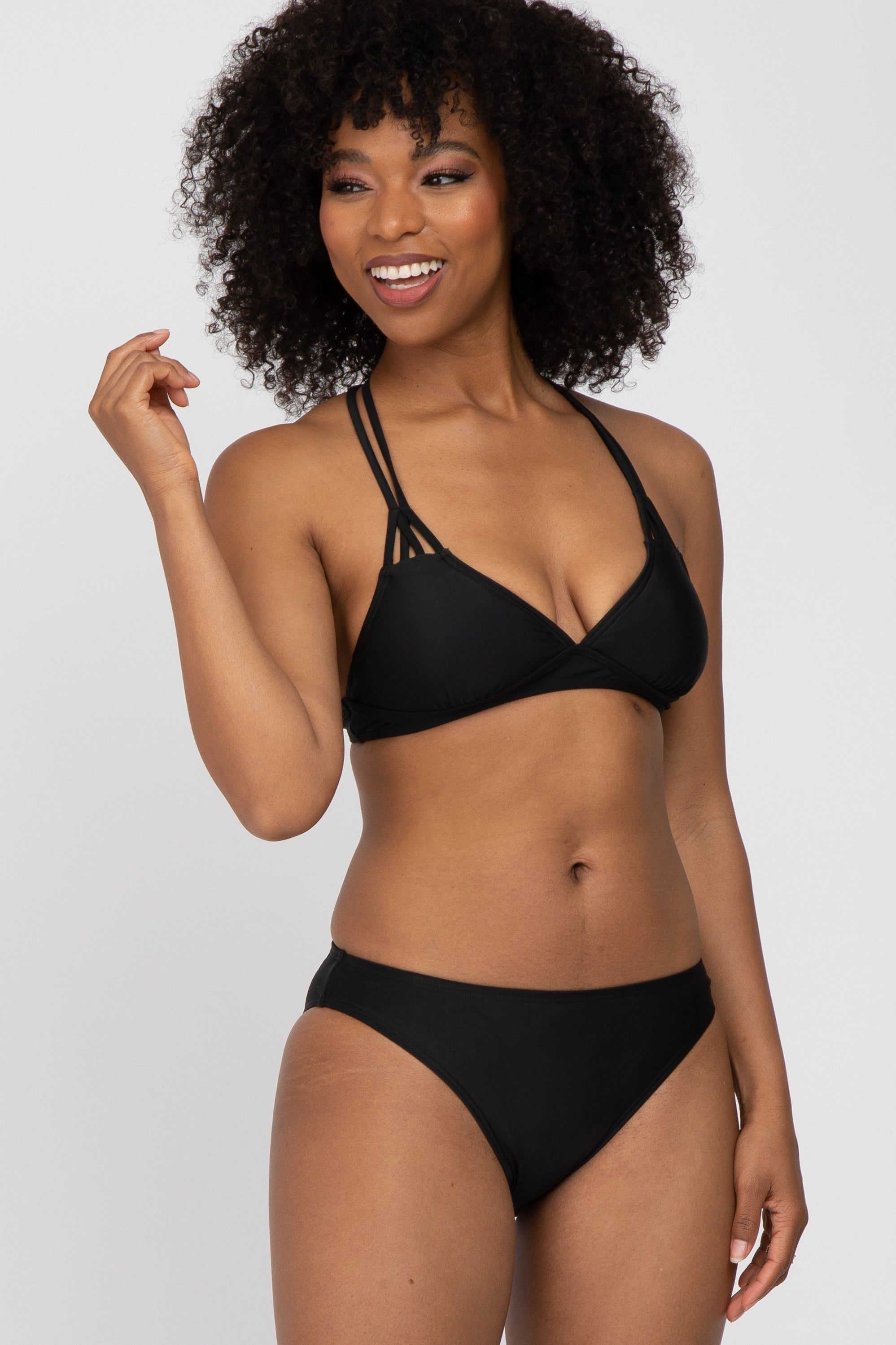 Black Strappy Two-Piece Maternity Bikini Set sold by Pinkblush product image thumbnail 5