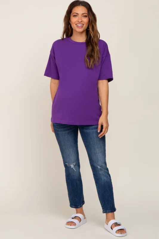 Purple Oversized Basic Maternity Tee sold by Pinkblush