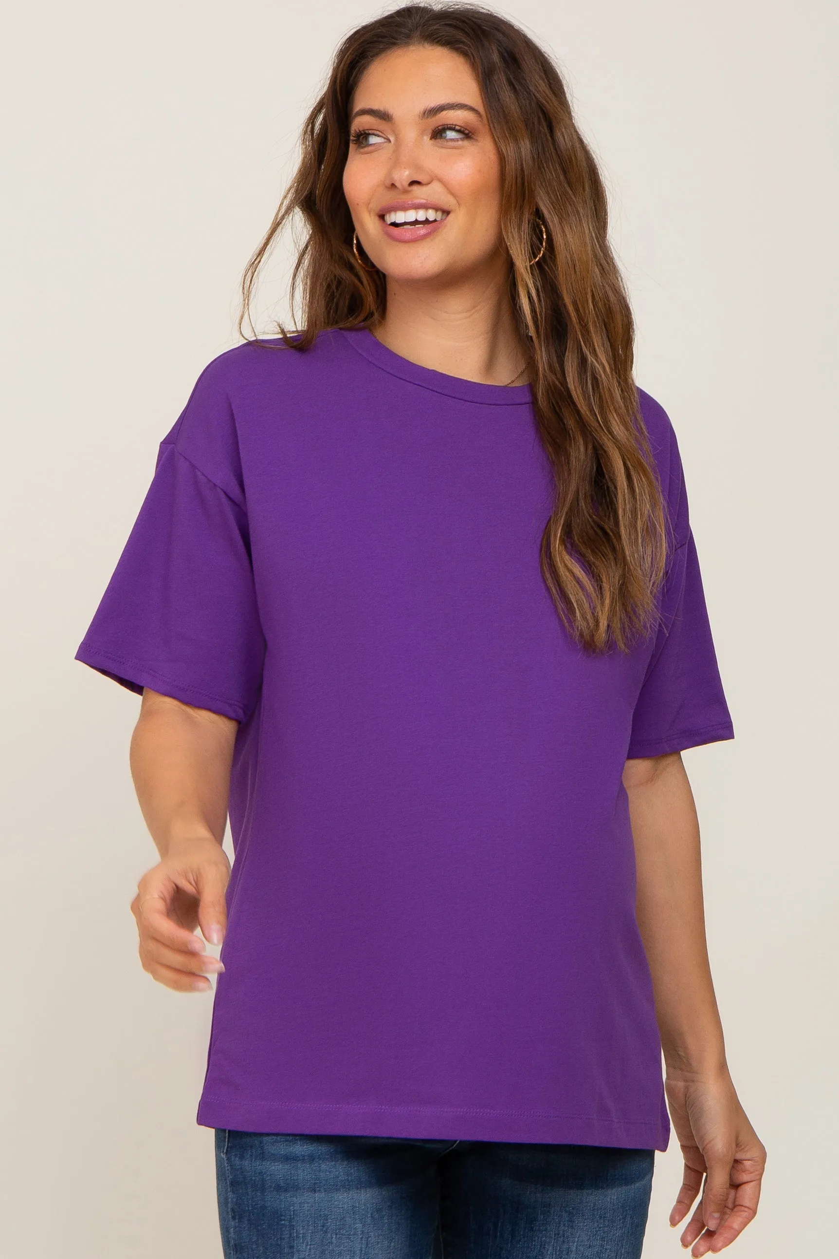Purple Oversized Basic Maternity Tee sold by Pinkblush product image thumbnail 2
