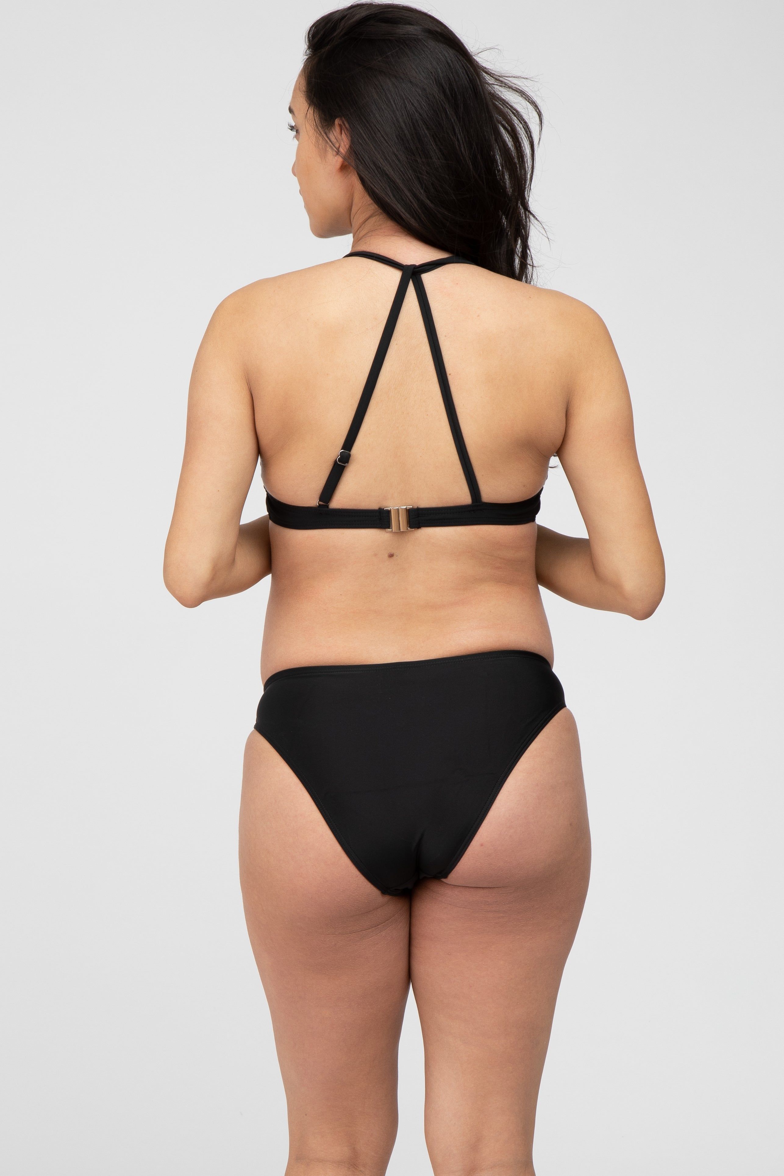 Black Strappy Two-Piece Maternity Bikini Set sold by Pinkblush product image thumbnail 4