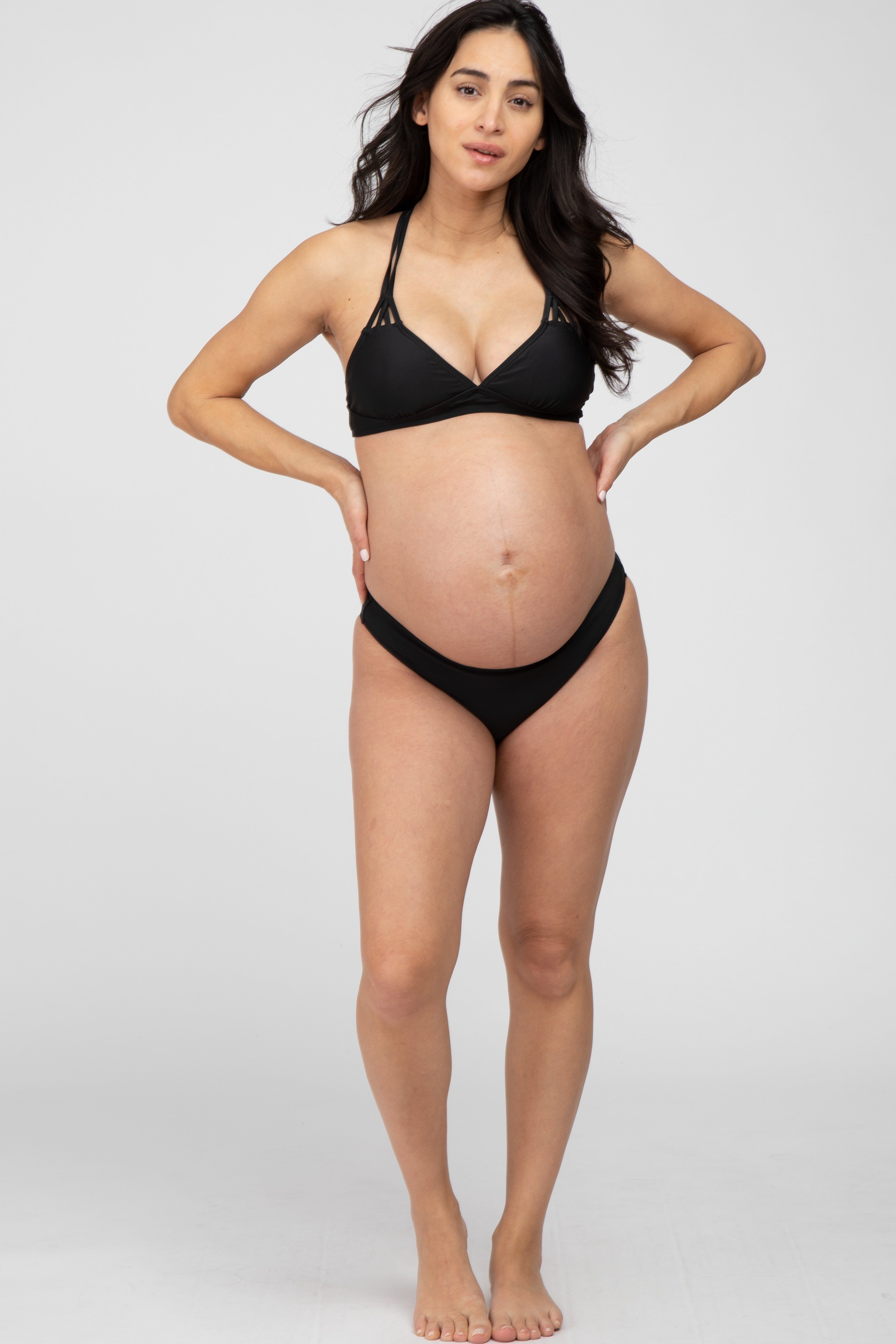 Black Strappy Two-Piece Maternity Bikini Set sold by Pinkblush product image thumbnail 2