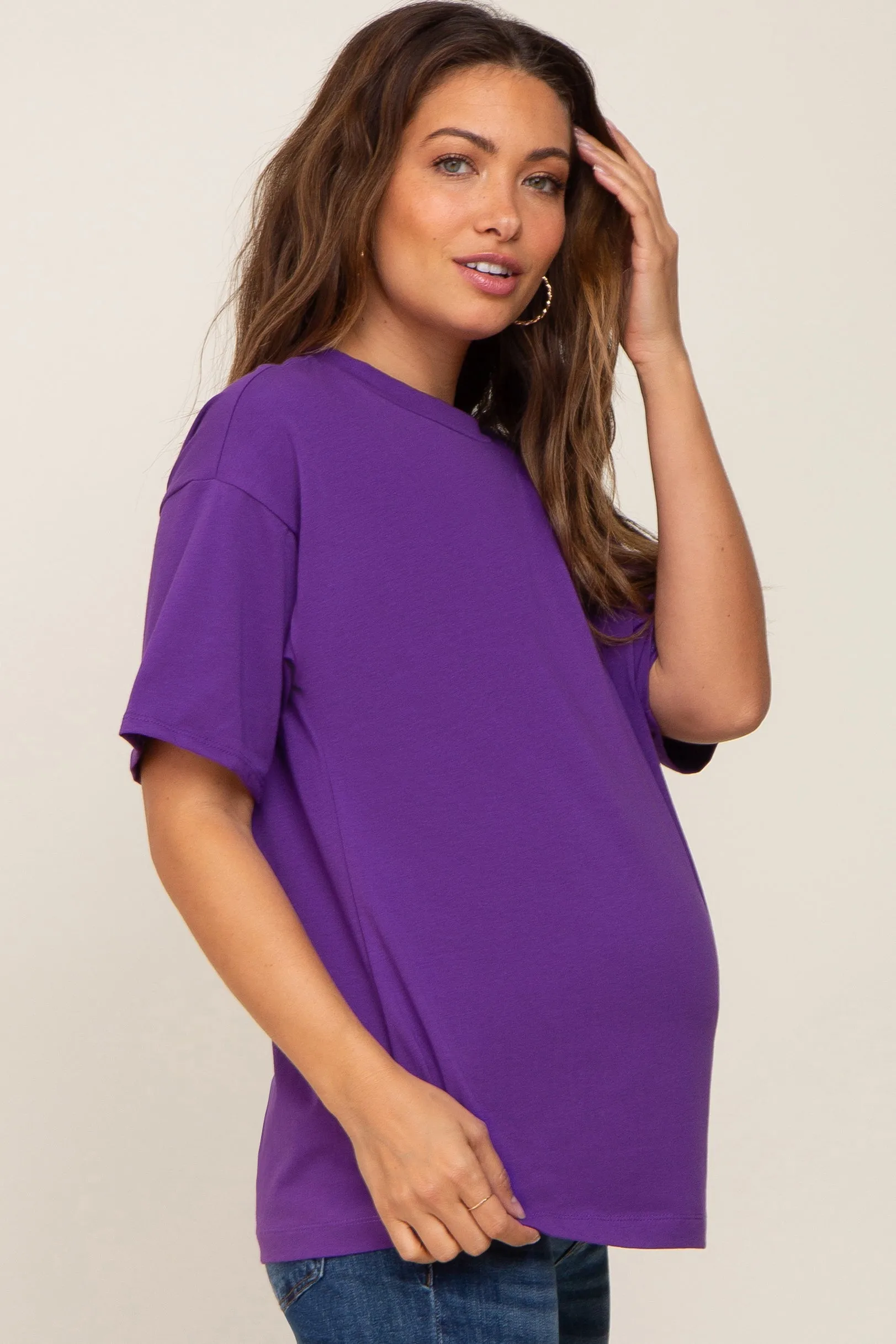 Purple Oversized Basic Maternity Tee sold by Pinkblush product image thumbnail 3