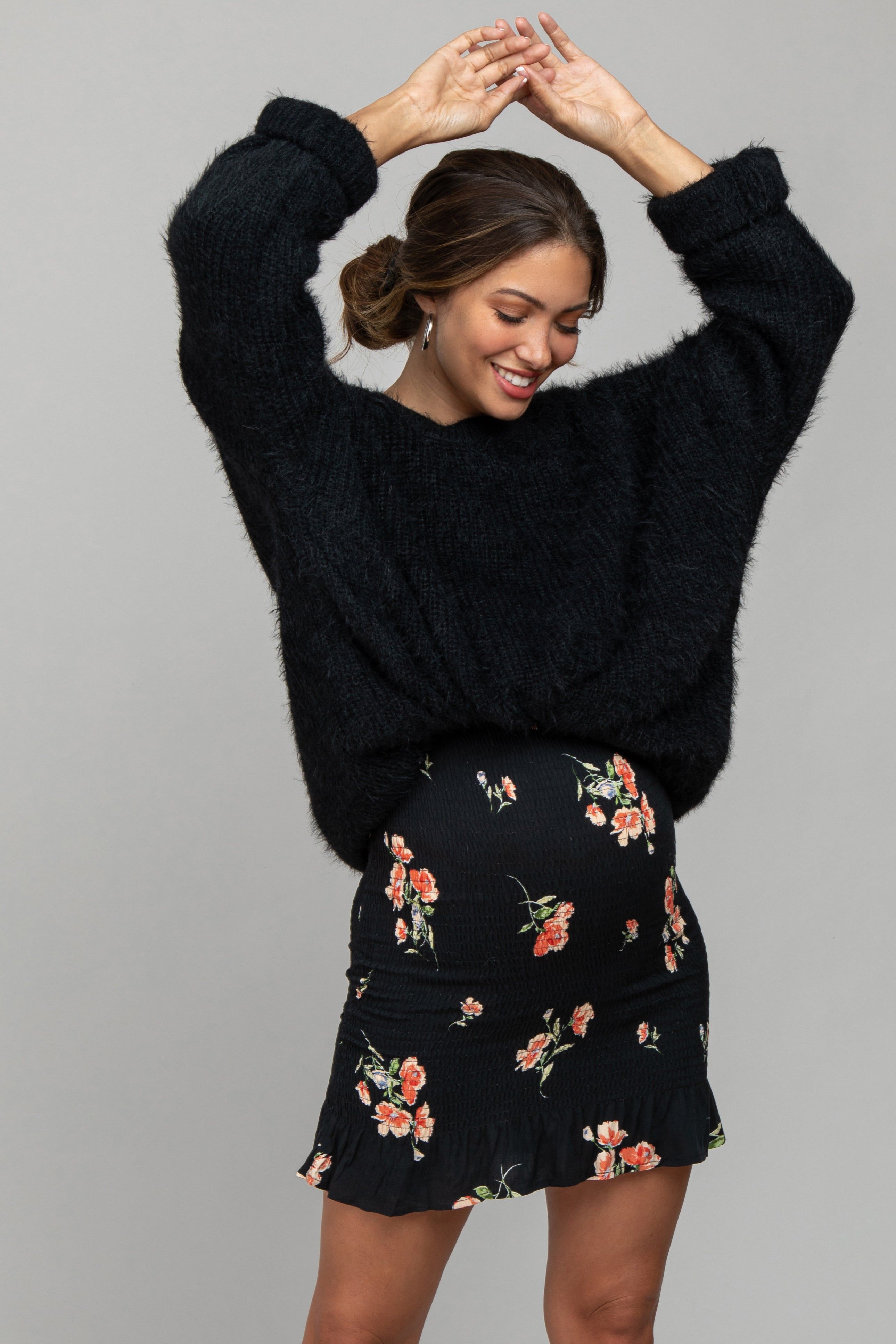 Black Fuzzy Chunky Knit Maternity Sweater sold by Pinkblush product image thumbnail 7