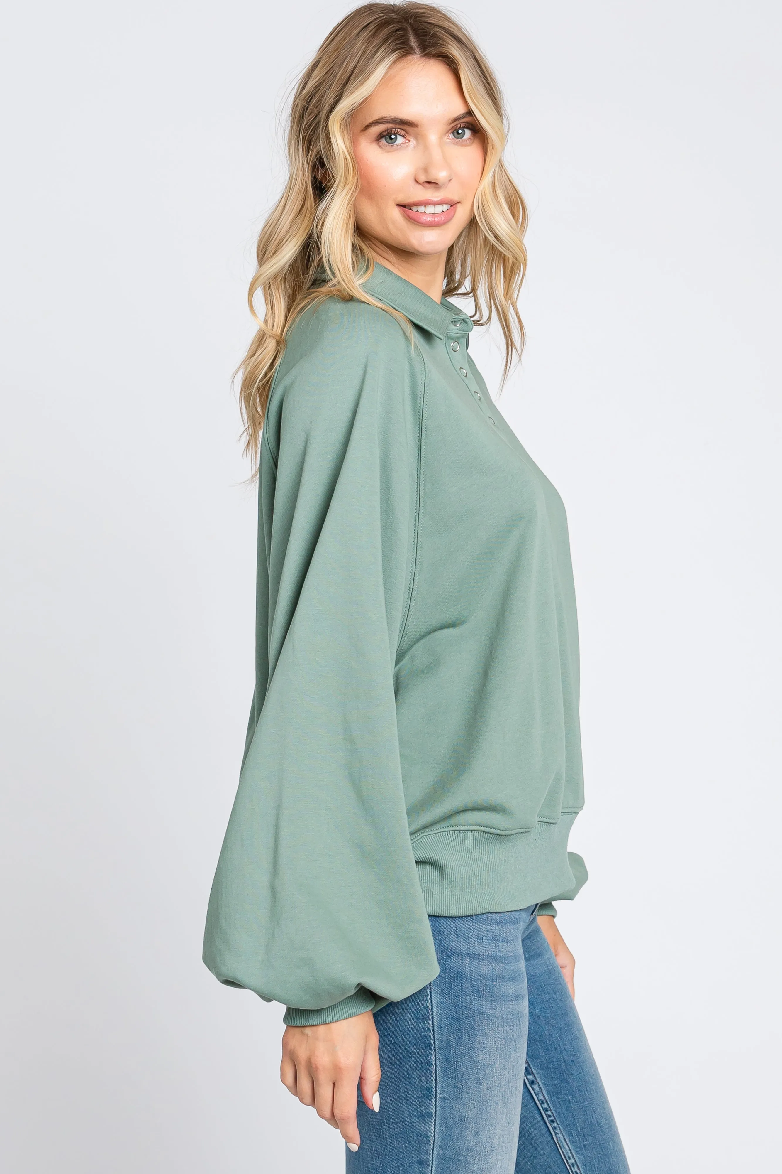 Sage Collared Button Pullover sold by Pinkblush product image thumbnail 2