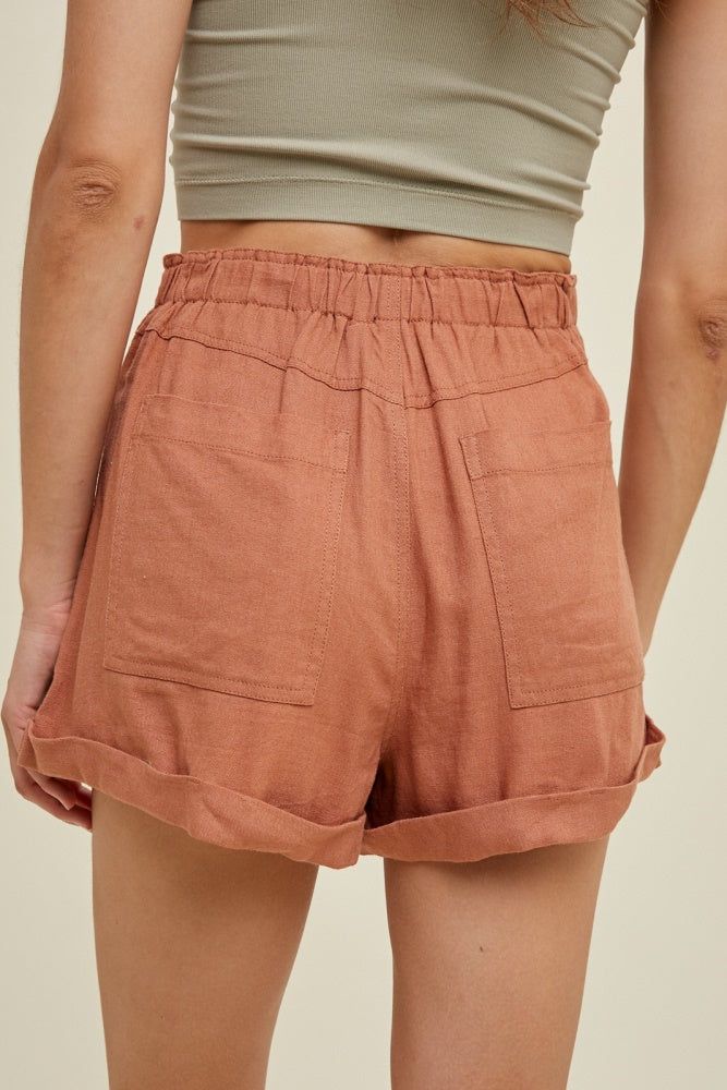 Clay Linen Shorts With Pleated Detail sold by Pinkblush product image thumbnail 4