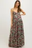 Brown Floral Sleeveless Tiered Maternity Maxi Dress sold by Pinkblush