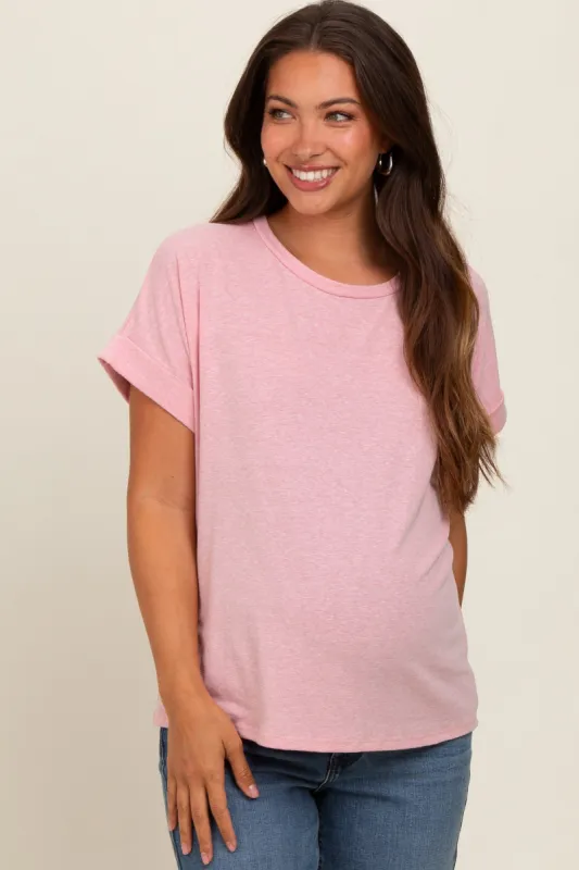 Pink Cuff Short Sleeve Maternity Top sold by Pinkblush