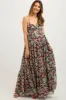 Brown Floral Sleeveless Tiered Maternity Maxi Dress sold by Pinkblush