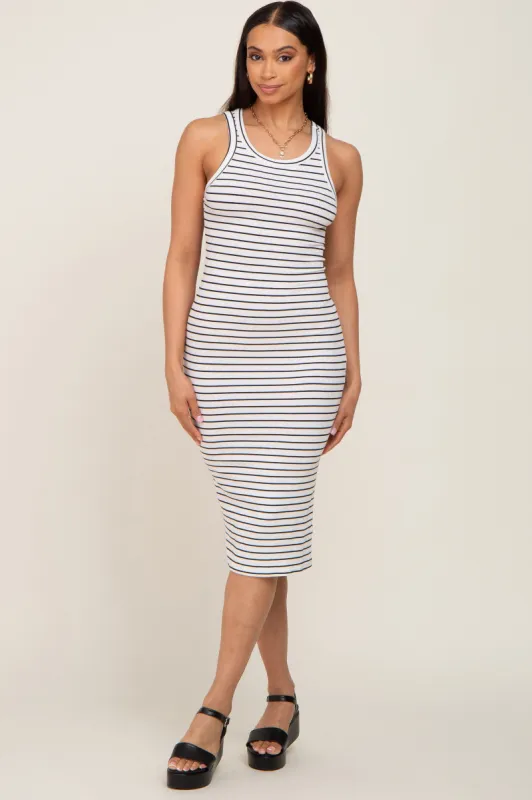 White Striped Sleeveless Dress sold by Pinkblush