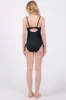Navy Ribbed Wrap Front Drawstring Side One-Piece Swimsuit sold by Pinkblush