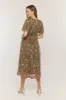 Olive Floral Embroidered Mesh Overlay Midi Dress sold by Pinkblush