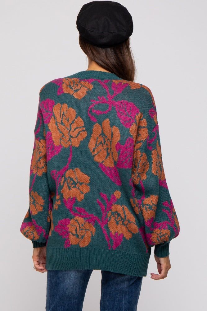Emerald Green Floral Print Maternity Sweater sold by Pinkblush product image thumbnail 3