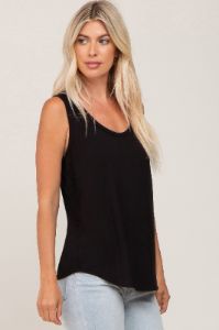 Black Scoop Neck Tank Top sold by Pinkblush