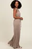Mocha Racerback Wide Leg Jumpsuit sold by Pinkblush