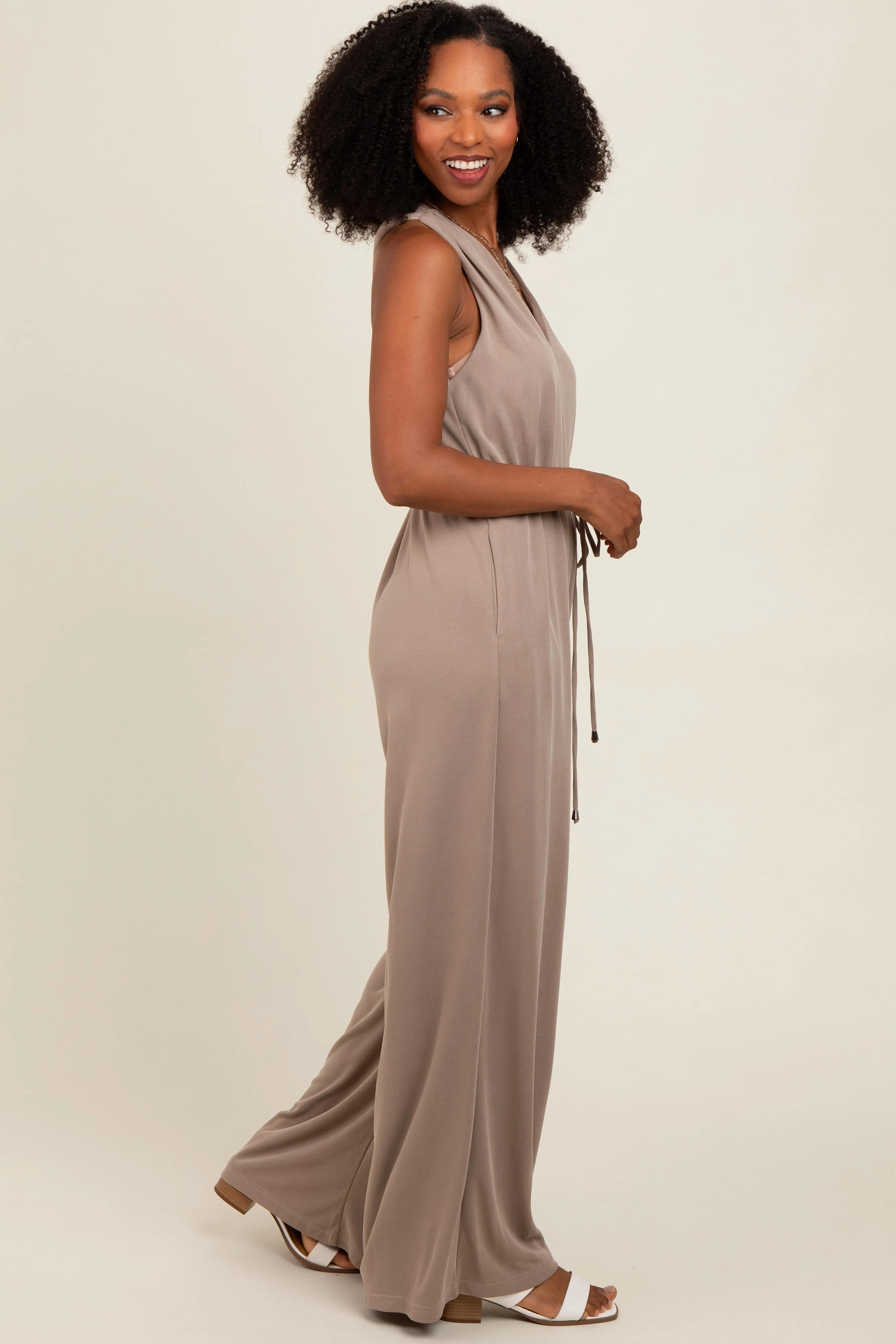 Mocha Racerback Wide Leg Jumpsuit sold by Pinkblush product image thumbnail 3