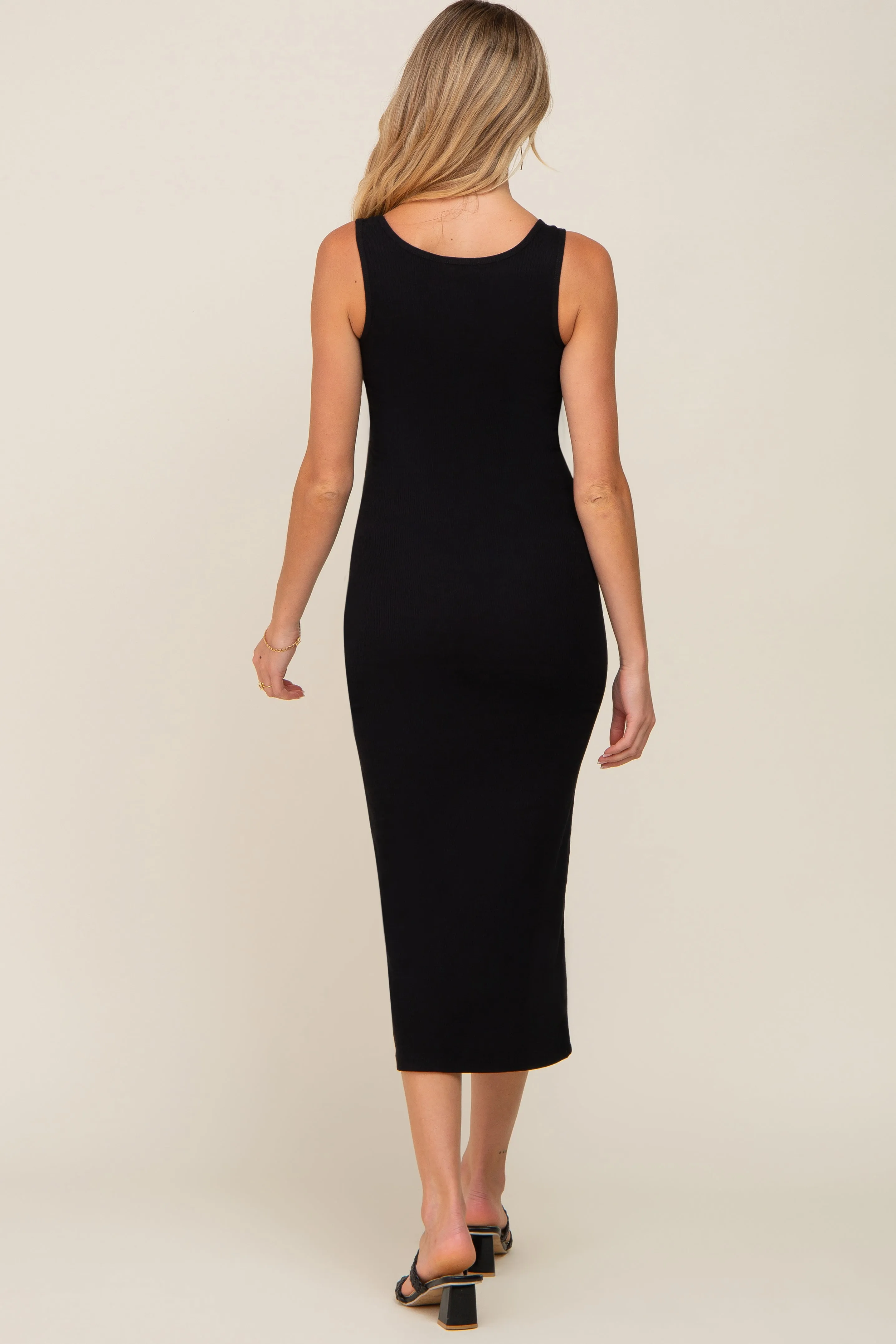 Black Ribbed Basic Maternity Maxi Dress sold by Pinkblush product image thumbnail 3