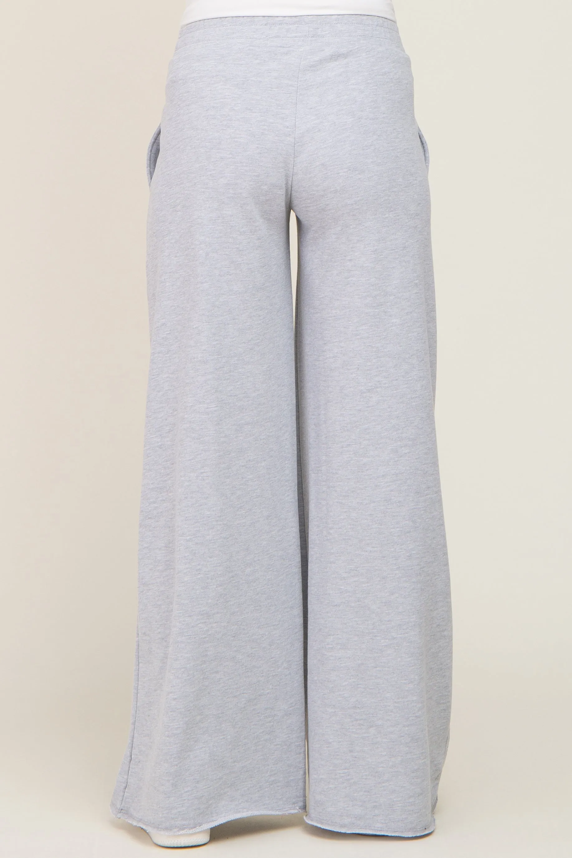 Heather Grey Wide Leg Fray Hem Maternity Sweatpants sold by Pinkblush product image thumbnail 4