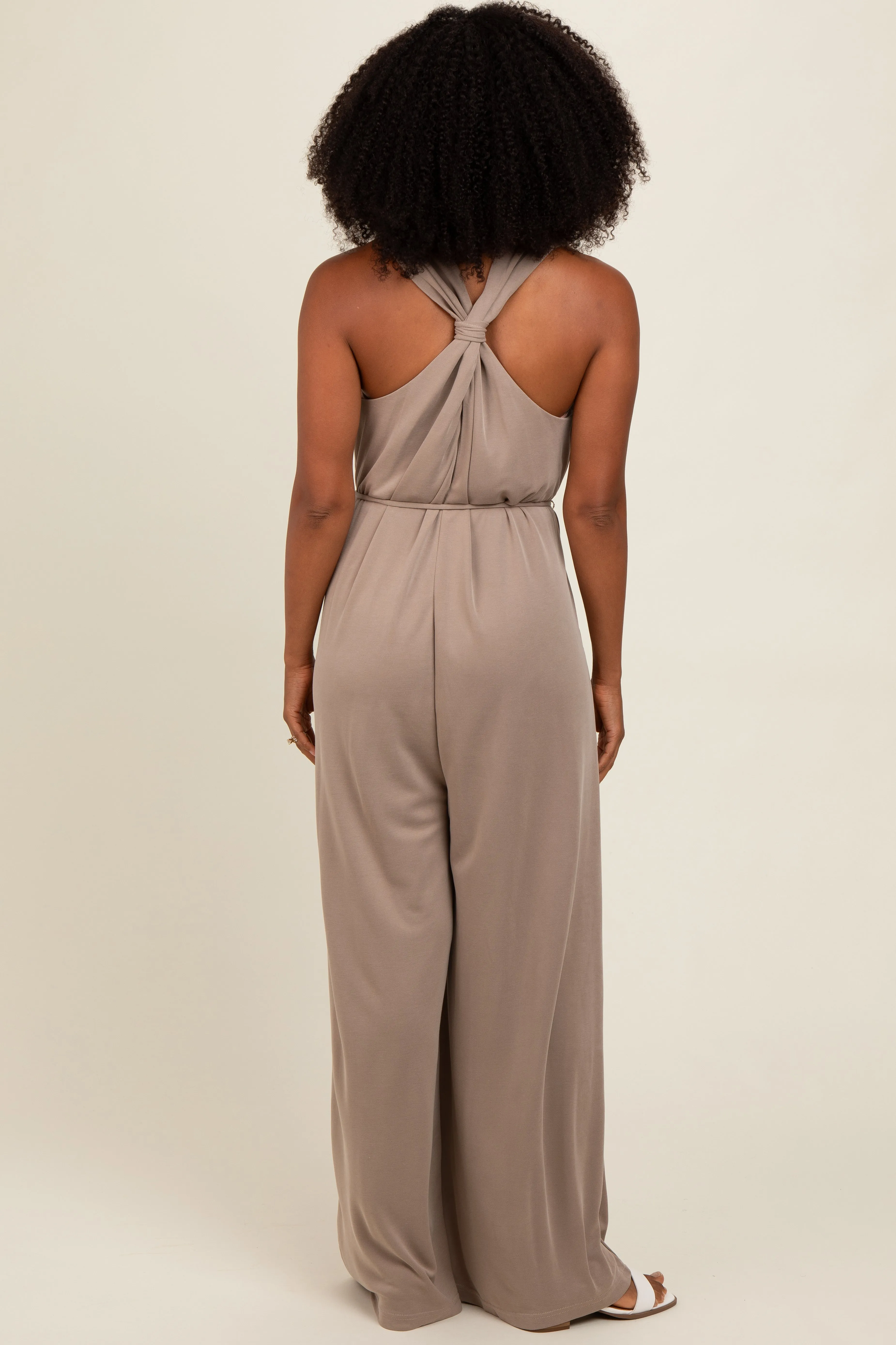 Mocha Racerback Wide Leg Jumpsuit sold by Pinkblush product image thumbnail 4