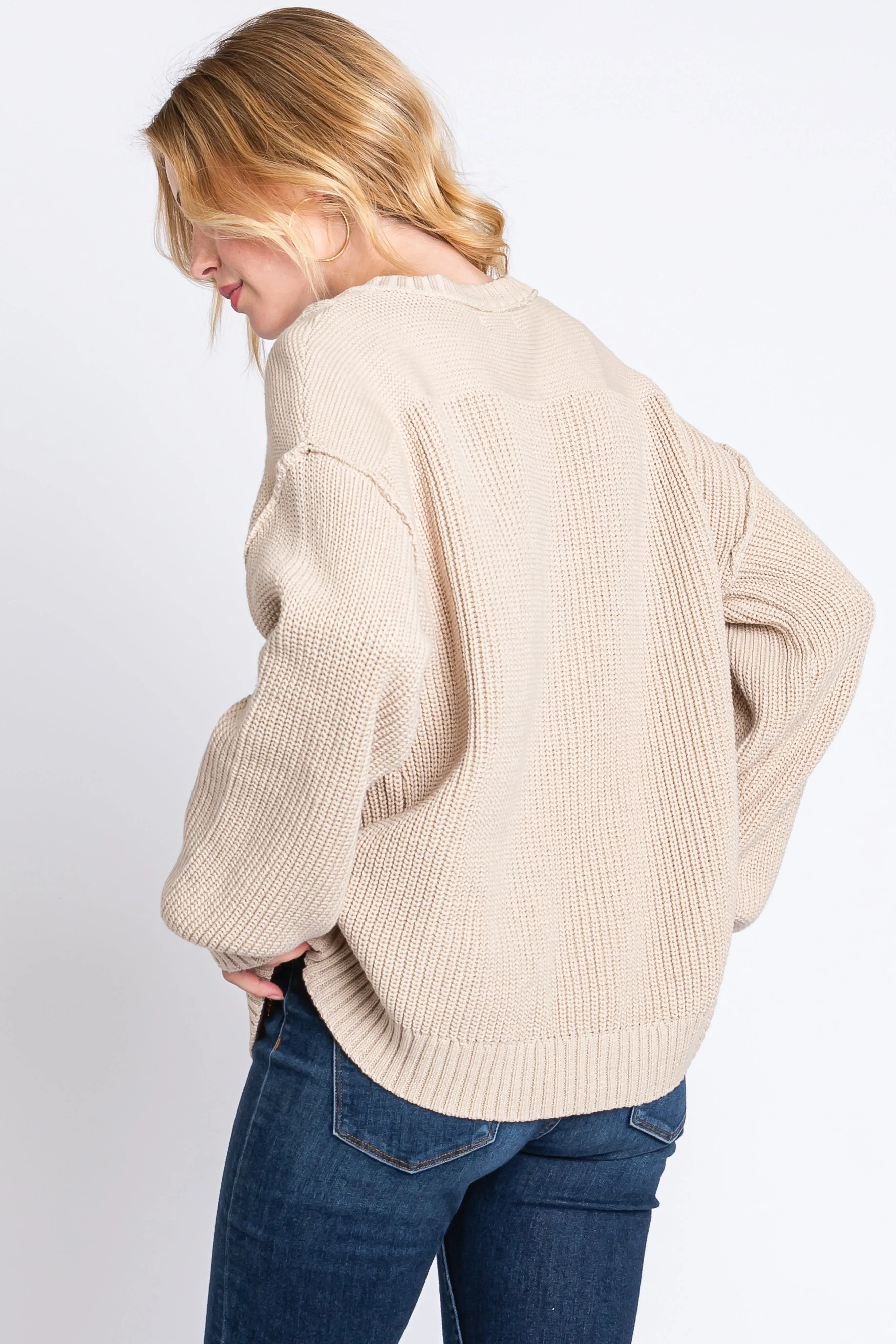 Beige Front Button Knit Sweater sold by Pinkblush product image thumbnail 3