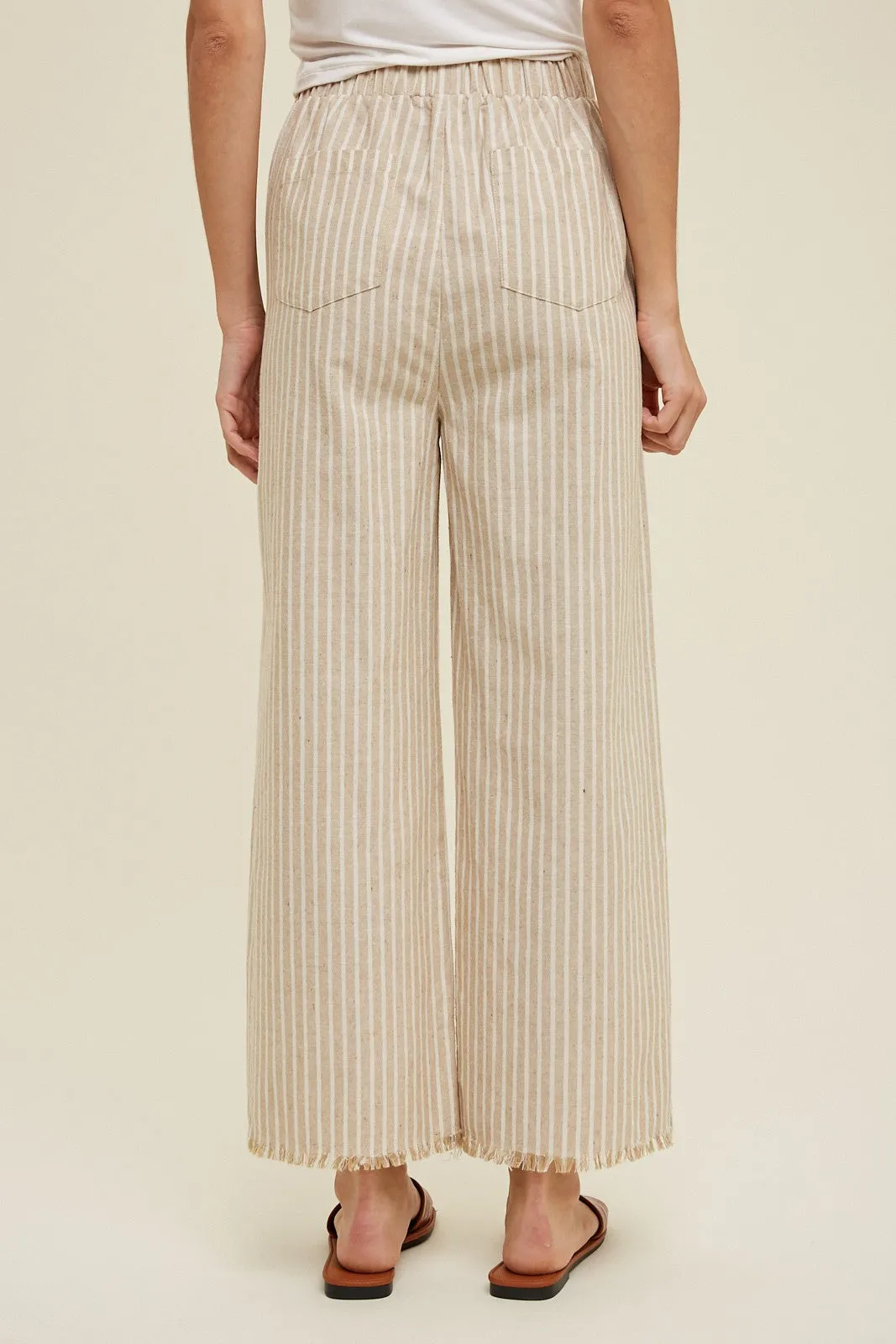 Taupe Striped Linen Slit Hem Pants sold by Pinkblush product image thumbnail 4