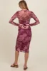 Magenta Floral Mesh Midi Maternity Dress sold by Pinkblush