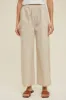 Taupe Striped Linen Slit Hem Pants sold by Pinkblush