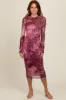 Magenta Floral Mesh Midi Maternity Dress sold by Pinkblush