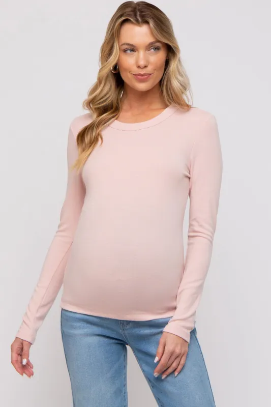 Peach Long Sleeve Maternity Top sold by Pinkblush