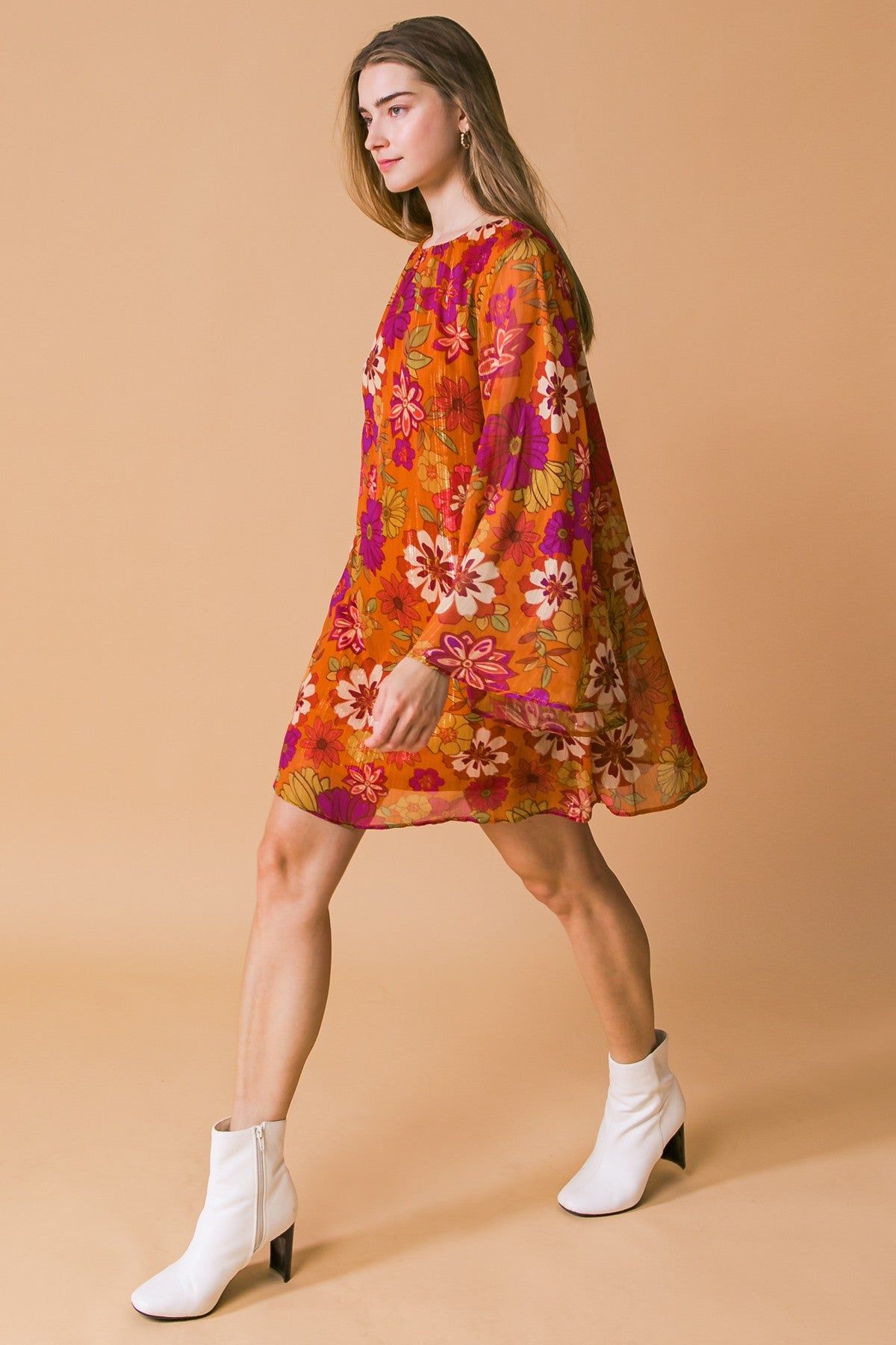 Rust Floral Shift Dress sold by Pinkblush product image thumbnail 2