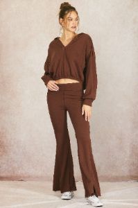 Brown Terry Flare Maternity Lounge Pants sold by Pinkblush