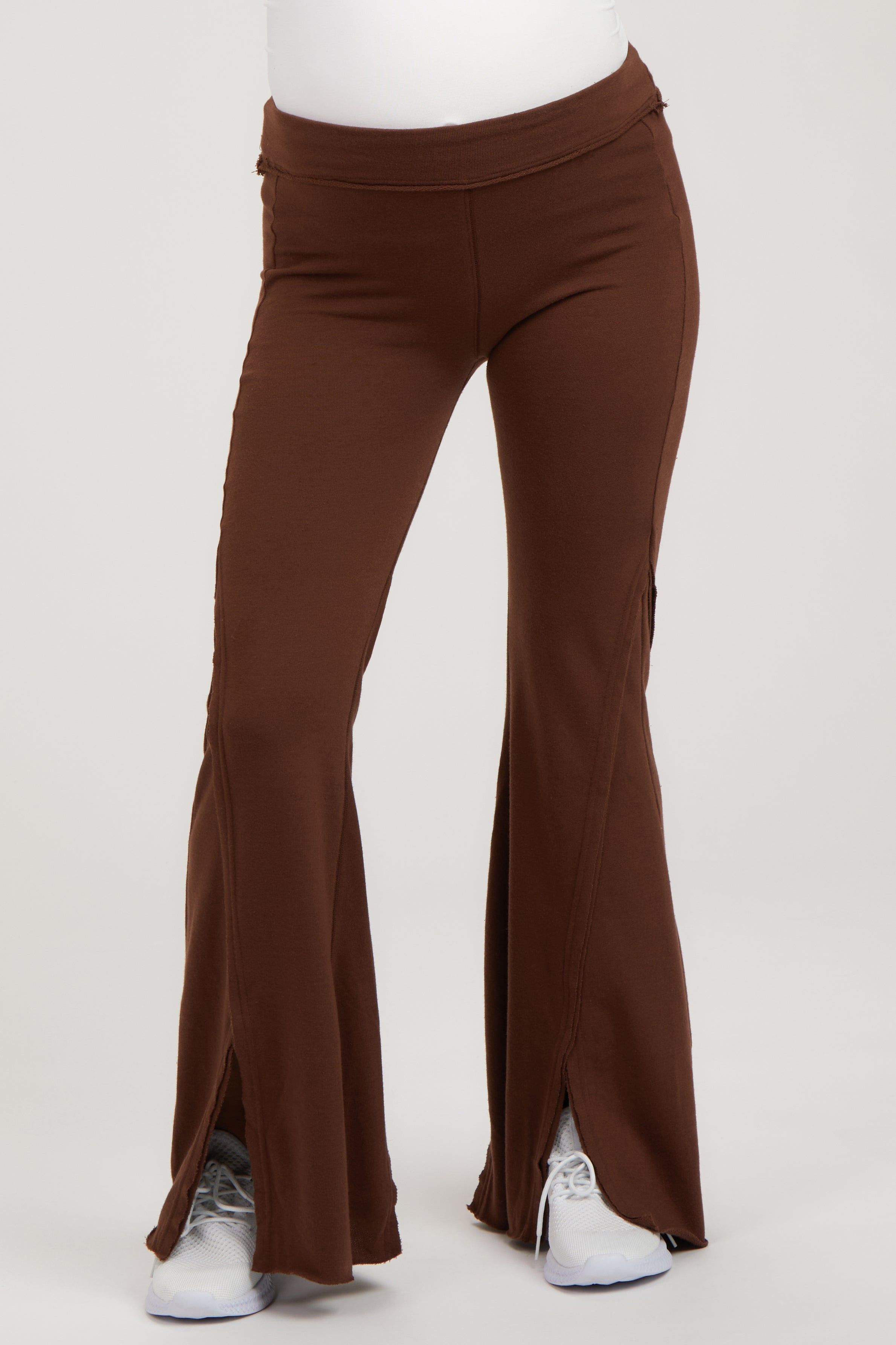 Brown Terry Flare Maternity Lounge Pants sold by Pinkblush product image thumbnail 2