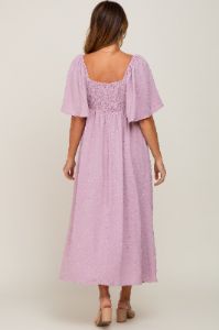 Pink Textured Dot Front Tie Ruffle Sleeve Midi Dress sold by Pinkblush