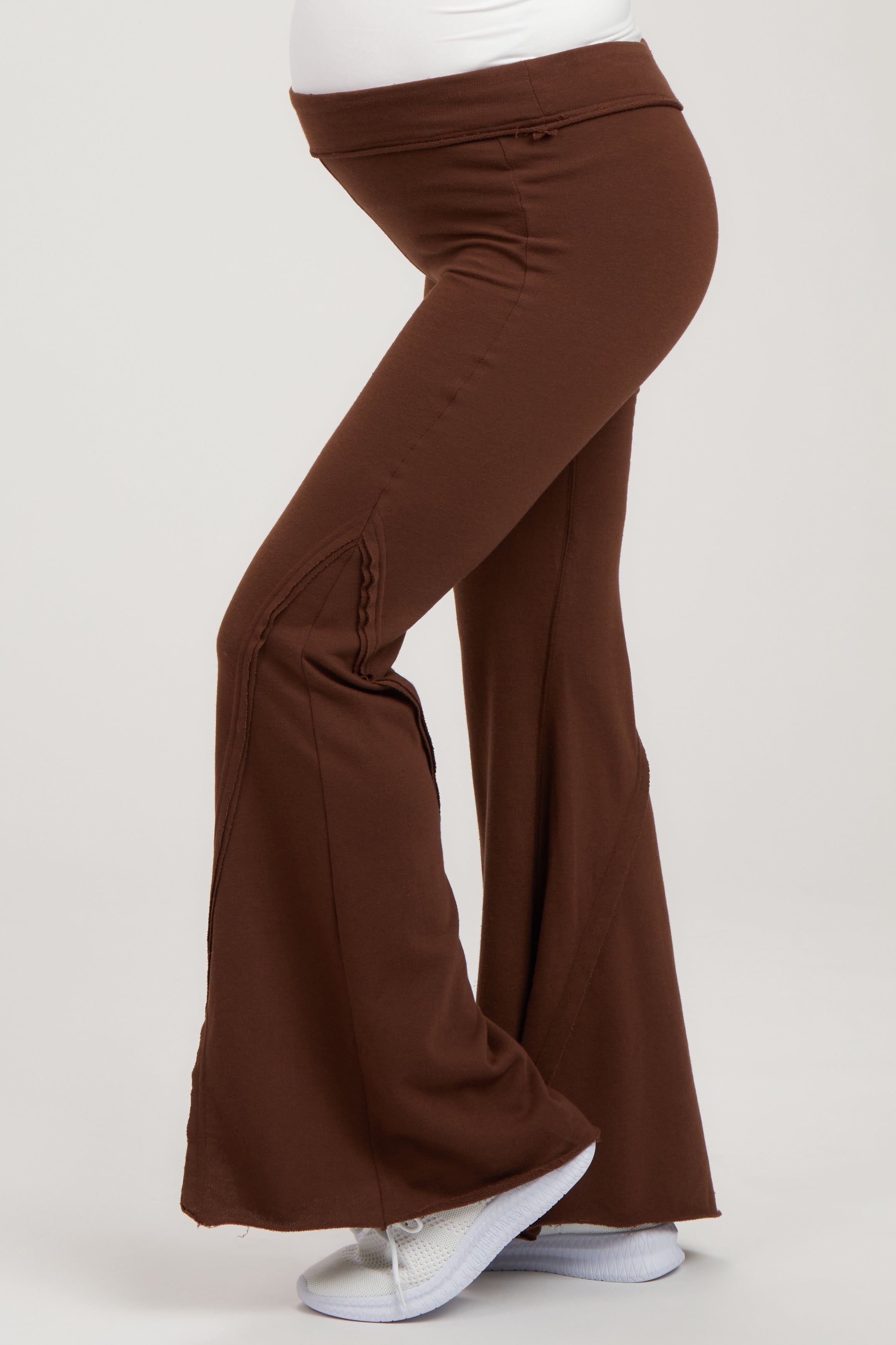Brown Terry Flare Maternity Lounge Pants sold by Pinkblush product image thumbnail 3