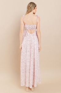 Pink Leaf Print Shoulder Strap Maxi Dress sold by Pinkblush