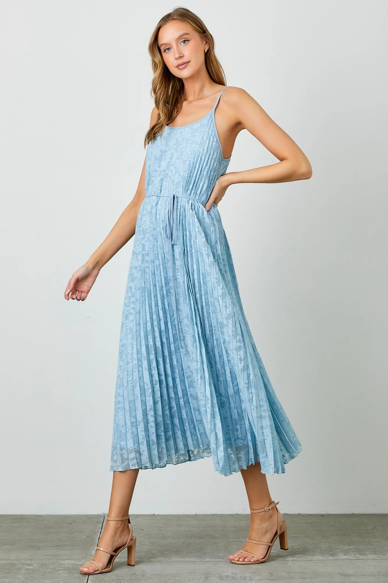 Light Blue Floral Pleated Maxi Dress sold by Pinkblush product image thumbnail 2