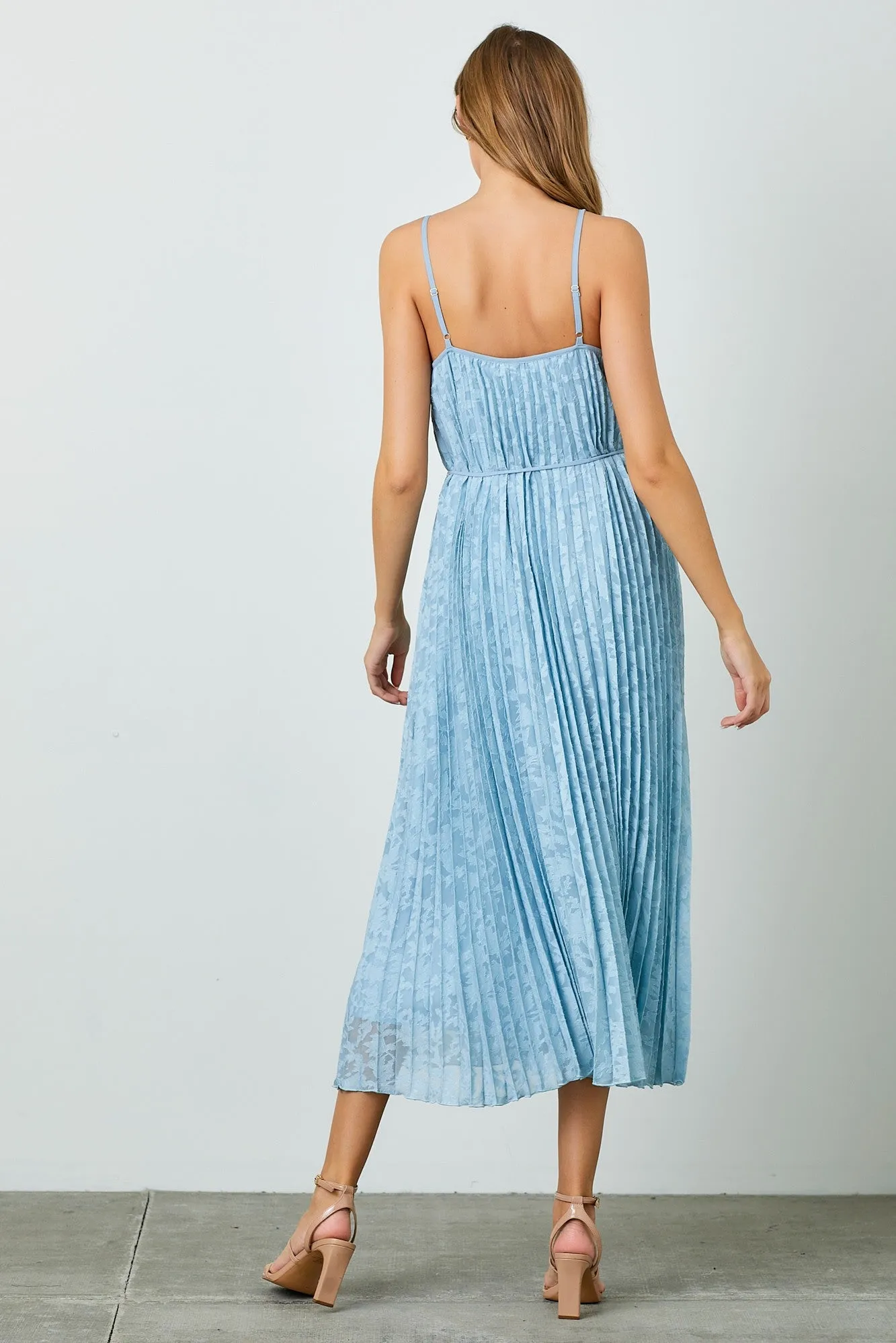 Light Blue Floral Pleated Maxi Dress sold by Pinkblush product image thumbnail 3
