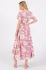Pink Floral V Neck High Low Dress sold by Pinkblush