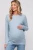 Light Blue Knit Long Sleeve Maternity Top sold by Pinkblush