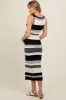 Black Striped Sweater Square Neck Maternity Midi Dress sold by Pinkblush