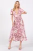 Pink Floral V Neck High Low Dress sold by Pinkblush
