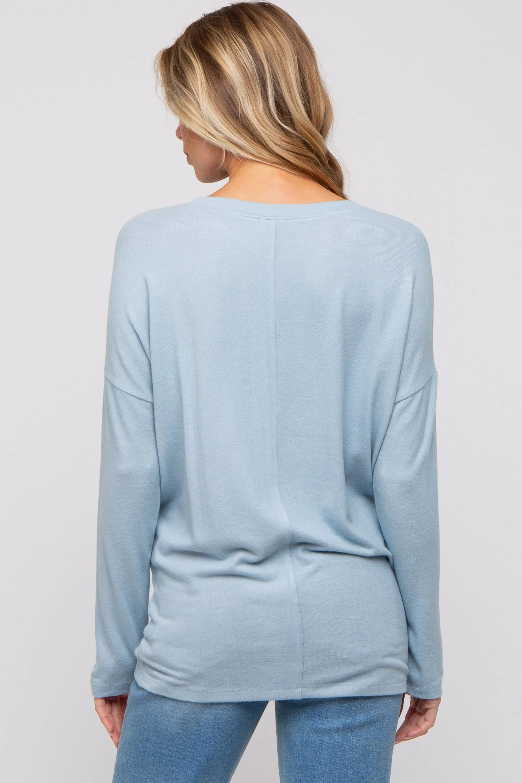 Light Blue Knit Long Sleeve Maternity Top sold by Pinkblush product image thumbnail 4