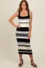 Black Striped Sweater Square Neck Maternity Midi Dress sold by Pinkblush