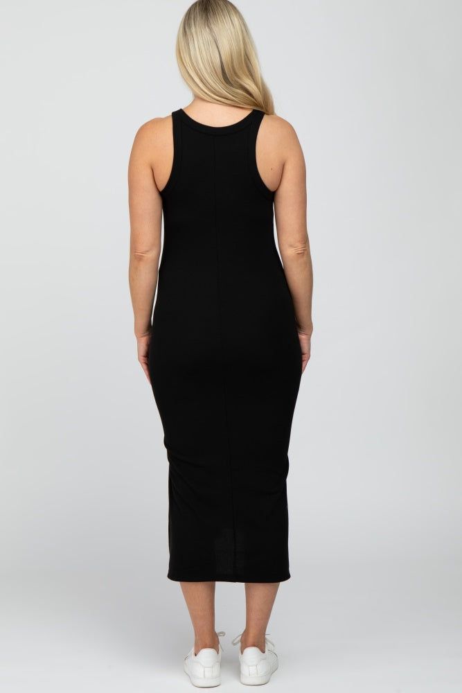 Black Racerback Basic Maternity Midi Dress sold by Pinkblush product image thumbnail 3