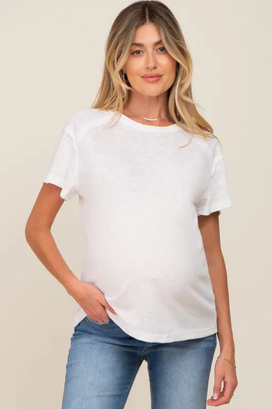 White Raw Hem Maternity Tee sold by Pinkblush