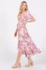 Pink Floral V Neck High Low Dress sold by Pinkblush