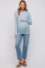 Light Blue Knit Long Sleeve Maternity Top sold by Pinkblush