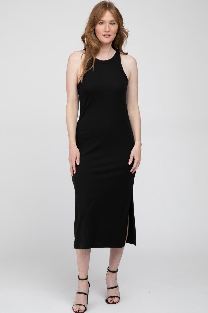 Black Racerback Basic Maternity Midi Dress sold by Pinkblush product image thumbnail 4