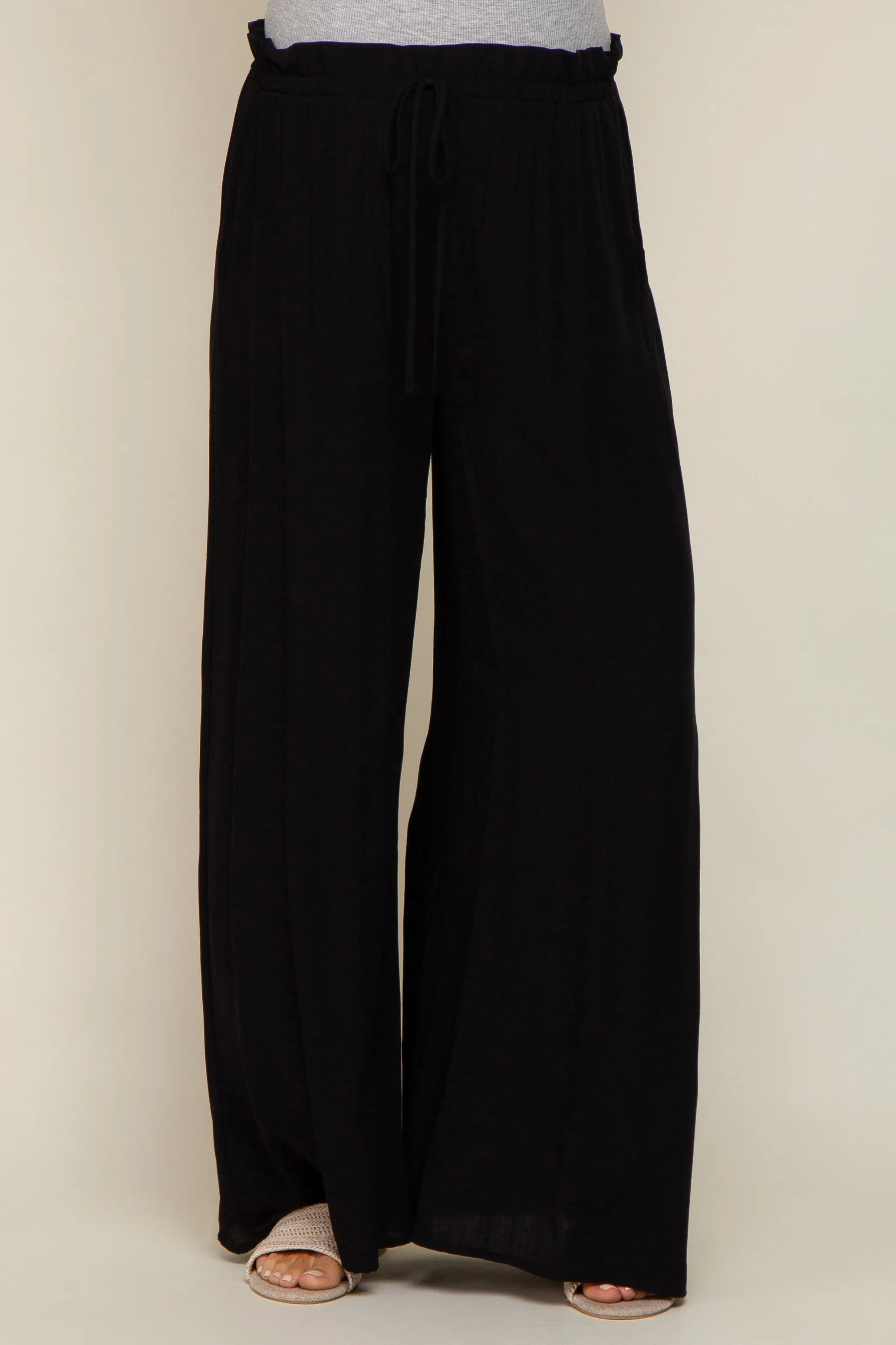 Black Wide Leg Maternity Pants sold by Pinkblush product image thumbnail 2