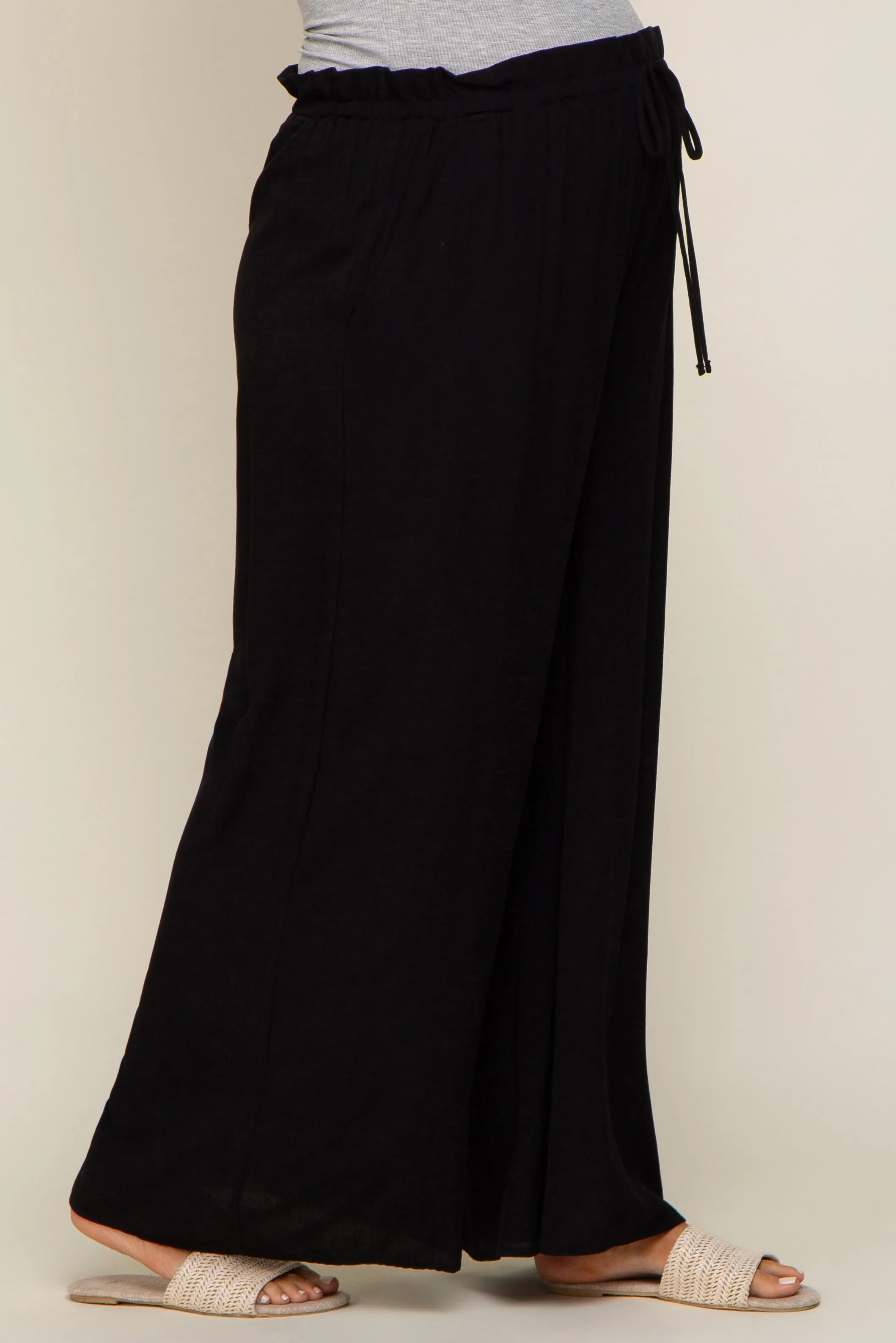 Black Wide Leg Maternity Pants sold by Pinkblush product image thumbnail 3