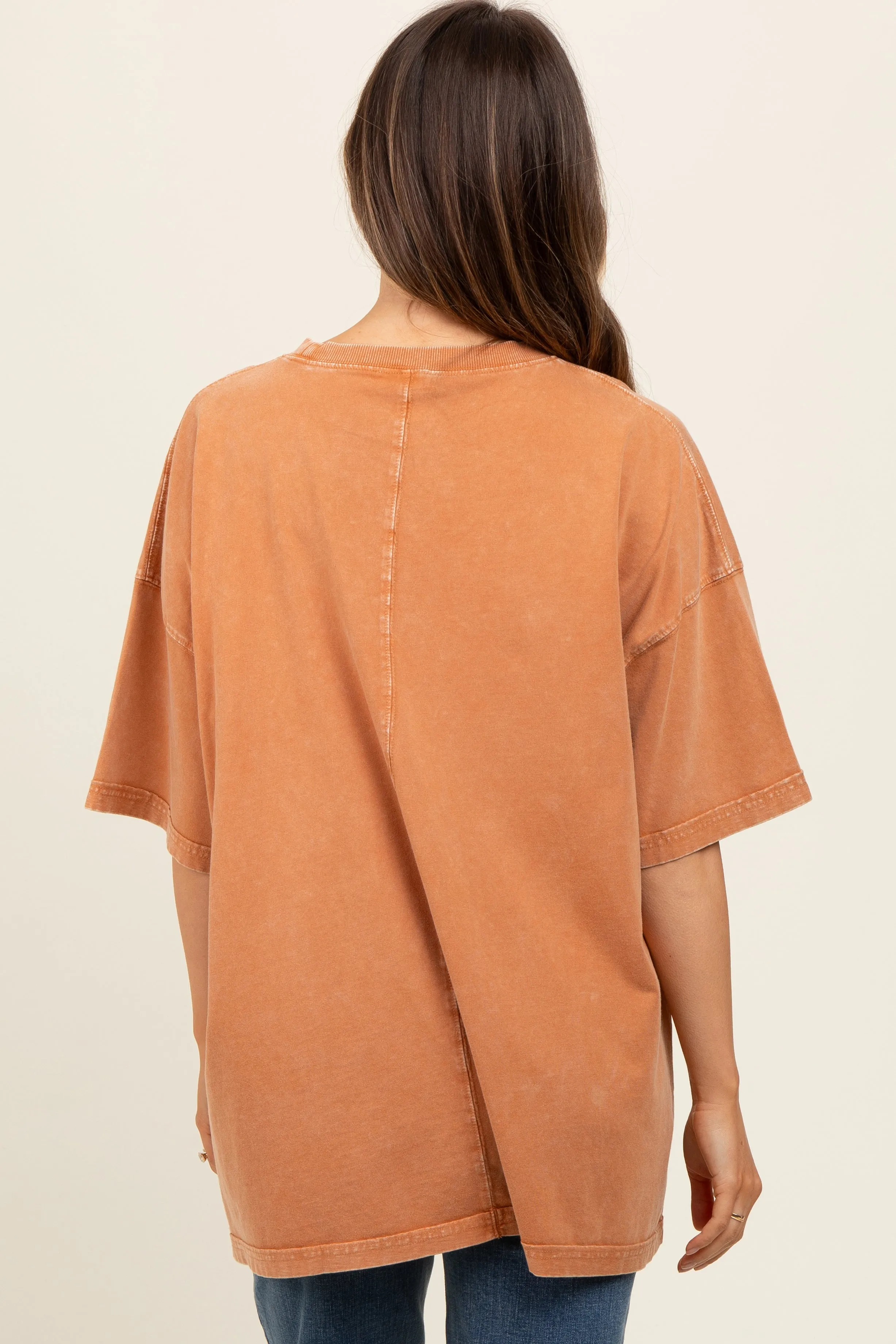Camel Faded Wash Maternity Short Sleeve Top sold by Pinkblush product image thumbnail 3